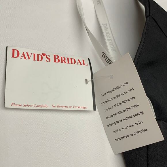 David's Bridal 4 bridesmaid prom formal gown dress Halter Satin Black short NEW - Picture 6 of 13